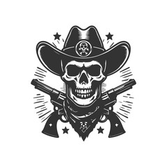 Vintage monochrome skull isolated on transparent background