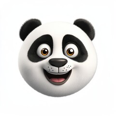 Fototapeta premium Surprised panda face emoji expressing joy and playfulness, showcasing a delightful and cute character design against a minimal background