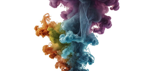Beautiful smoke plume isolated on transparent background. bright colorful paint color powder festival background. © Siratul Nababi Turfa