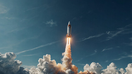 Space rocket launching into space for exploration