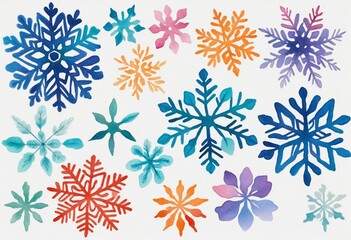 Set colorful snowflakes, unusual christmas card design, wall paper