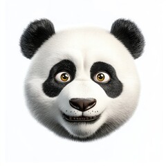 Obraz premium An expressive panda face displaying emotions on a pristine white background