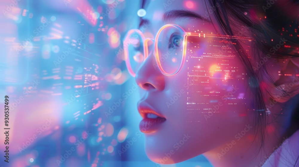 Poster individuals using ai-powered devices for language learning appreciating different