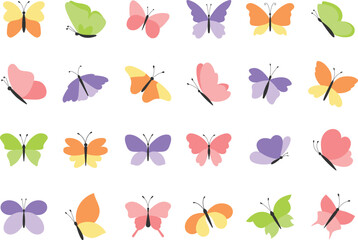 Cute butterfly illustration vector set collection