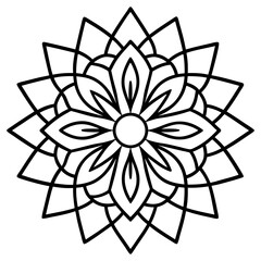 Mandala line art silhouette with white background