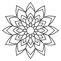 Mandala line art silhouette with white background