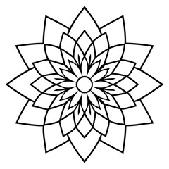 Mandala line art silhouette with white background
