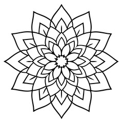 Mandala line art silhouette with white background