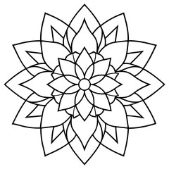 Mandala line art silhouette with white background