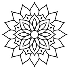 Mandala line art silhouette with white background