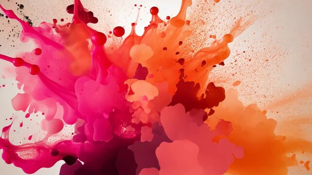 Colorful motion design animation of ink splashes with dynamic graphics