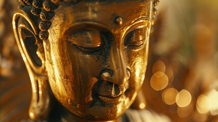 Obraz premium Golden Buddha statue in serene meditation