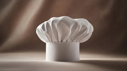 Elegant chef s hat placed neatly on a neutral background, evoking a sense of professionalism and culinary expertise.