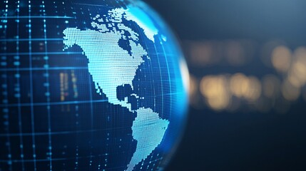 Fototapeta premium Transparent Glass Globe on a Modern Desk. World Map with Focus on Asia and Europe, Symbolizing Global Business, International Relations, and Geographic Exploration. Ideal for Office, Corporate.