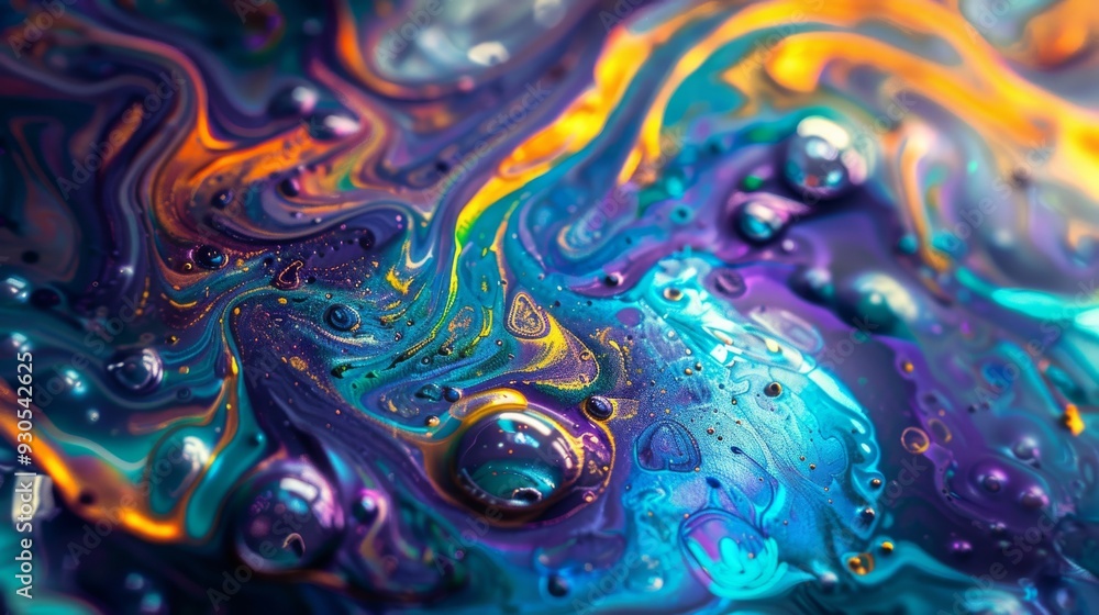 Aufkleber Iridescent paint textures creating a mesmerizing abstract design