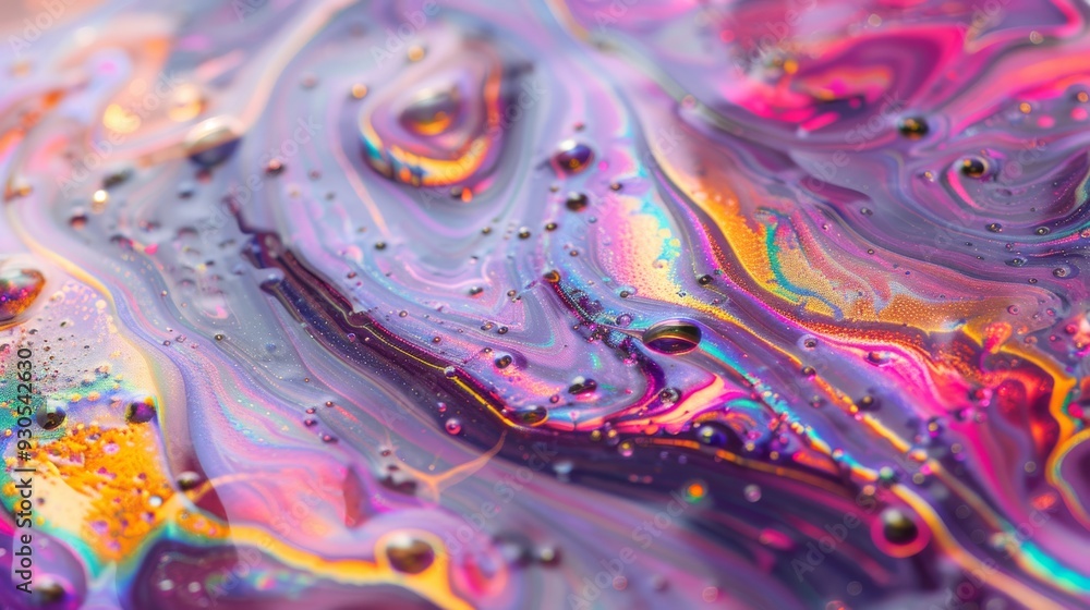 Poster iridescent paint textures creating a mesmerizing abstract design