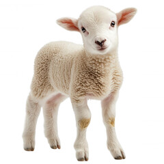 Fototapeta premium A cute, fluffy lamb standing gracefully, transparent background