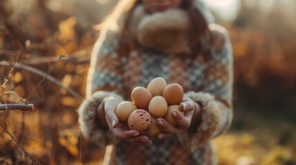 Woman Holding Fresh Eggs