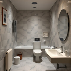 Un baño muy hermoso en tonos beige