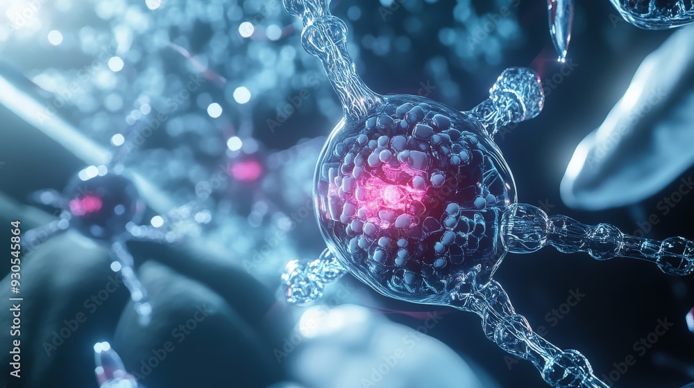 Poster nanobots are actively monitoring cellular activity, showcasing advanced technology in a laboratory s