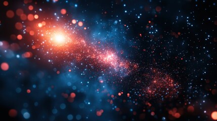 Fototapeta premium A stunning cosmic scene showcasing a vibrant galaxy filled with colorful stars and nebulous clouds in a deep space background.