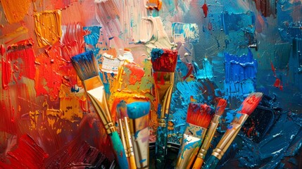 Paint Brushes In Bucket