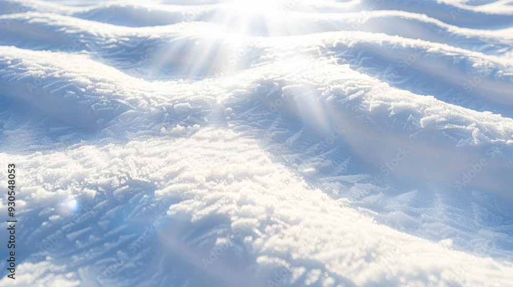 Poster sunlit snow with intricate patterns in winter