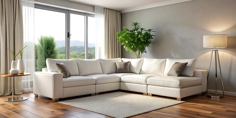 Fototapeta premium Modern living room with fireplace