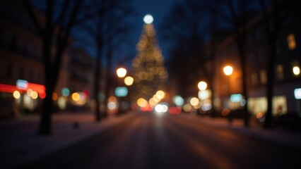 Festive City Lights: Ethereal Atmosphere and Soft Focus Bokeh in a Christmas Urban Wonderland