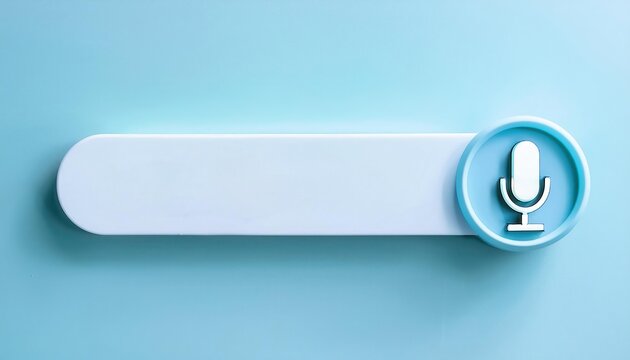 Modern voice input interface with microphone icon on a light blue background for digital communication and technology.