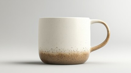 Blank ceramic mug with subtle Christmas tones on a solid white background