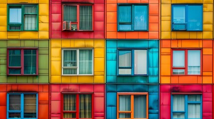 Fototapeta premium Pattern Of Colorful Artistic Building Windows