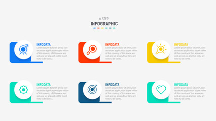 Business  infographics design for Six Step, option, parts or process. Infographic 6 element design template for presentation.  process diagram, step banner, flow chart, 6 option template.
