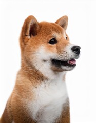 Obraz premium 笑顔の四国犬の子犬のポートレート（Portrait of a smiling shikoku inu puppy on white background） 