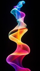Colorful abstract light waves on black background