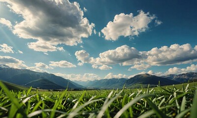 green grass and blue sky
