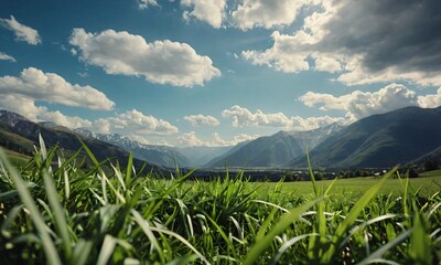 green grass and blue sky