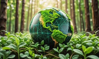 green earth with leaves