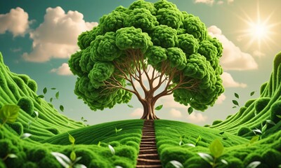 tree in the park, tree with grass