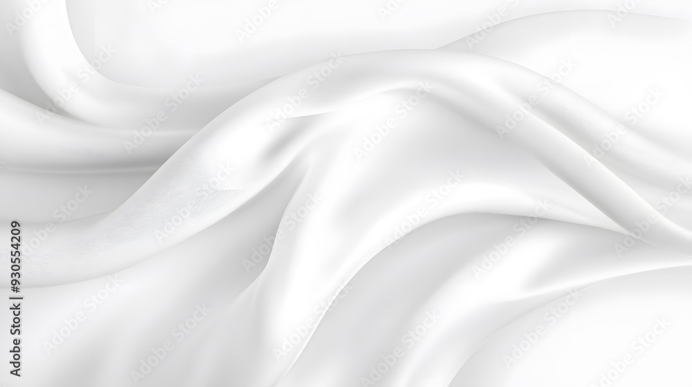 Poster delicate white fabric rests in gentle waves, creating a serene and calming atmosphere with its smoot