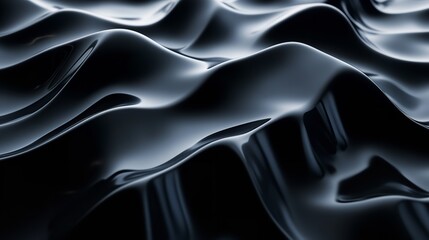 A close-up view of a smooth, dark-colored fabric, possibly silk or satin. The fabric displays a rich texture with folds and creases, creating a wavy pattern