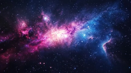 Naklejka premium A vibrant depiction of a cosmic nebula filled with stars and colorful gases.