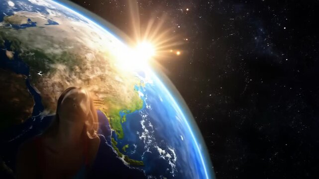 View of Earth from space showcasing North America and surrounding oceans