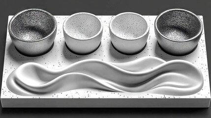 Modern abstract ceramic bowls with wavy base design