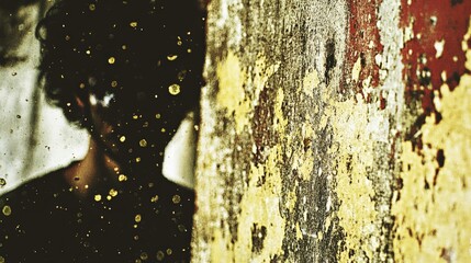 Abstract artistic portrait of person hidden in shadow with textured wall