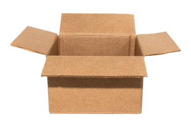Empty open cardboard box on a white background. Package. Isolate paper boxes