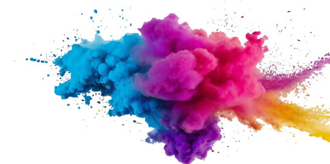 Colorful smoke plume rainbow isolated on transparent background. Image of colorful smoke plume and festive background.