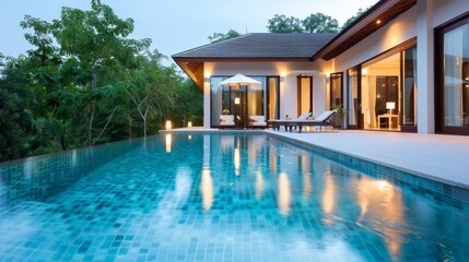 Fototapeta premium A large house with a pool and a patio