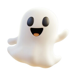  halloween cute cartoon ghost floating in the air transparent background .PNG