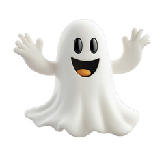  halloween cute cartoon ghost floating in the air transparent background .PNG